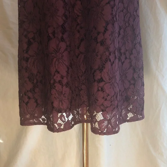 Plum A-line Cotton Blend Lace Midi Dress Ann Taylor - Picture 11 of 15